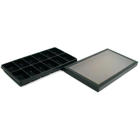 12 Slot Zippo Lighter Black Display Tray Travel Case