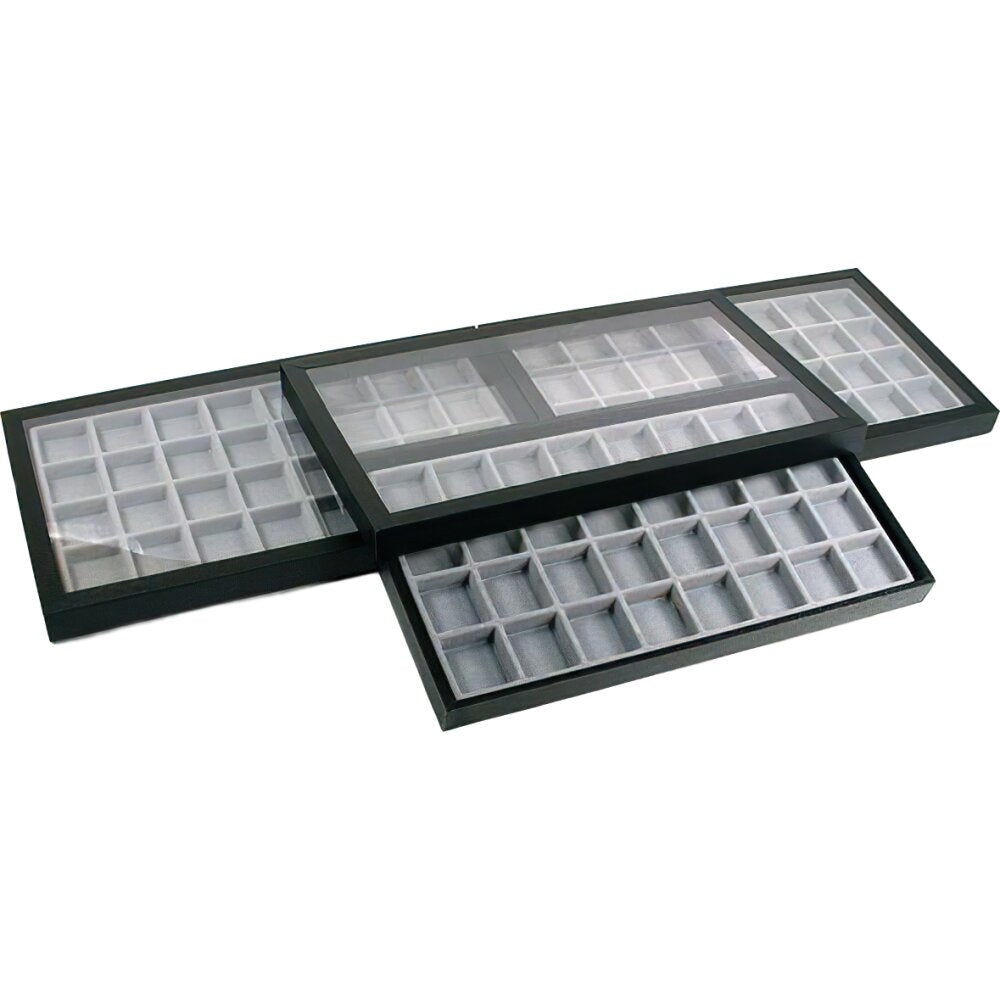 96 Slot Jewelry Coin Display Acrylic Lid Travel Case