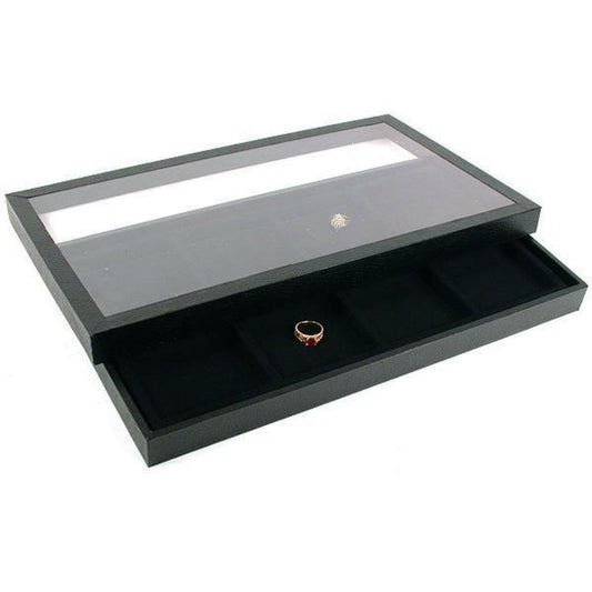 16 Slot Pocket Watch Jewelry Display Tray Acrylic Lid
