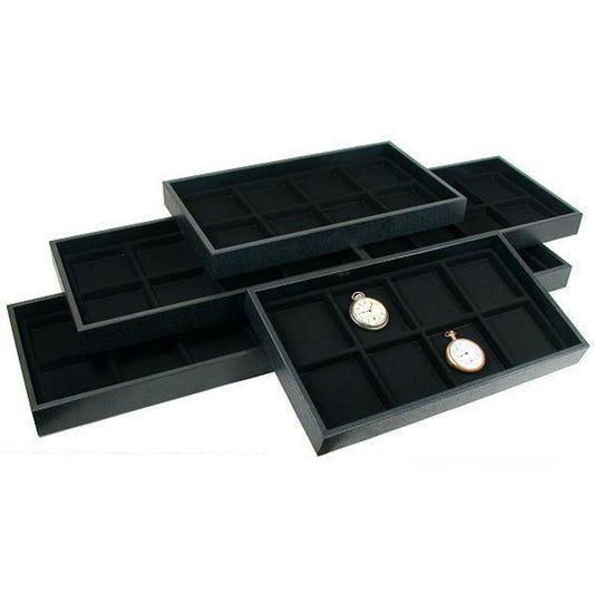 8 Slot Pocket Watch Jewelry Black Display Showcase Tray