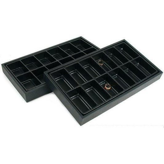 24 Pocket Watch Jewelry Display Tray Black Showcase