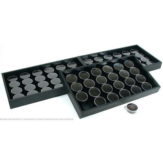 3 24 Black Gem Jars Display Inserts & Travel Trays