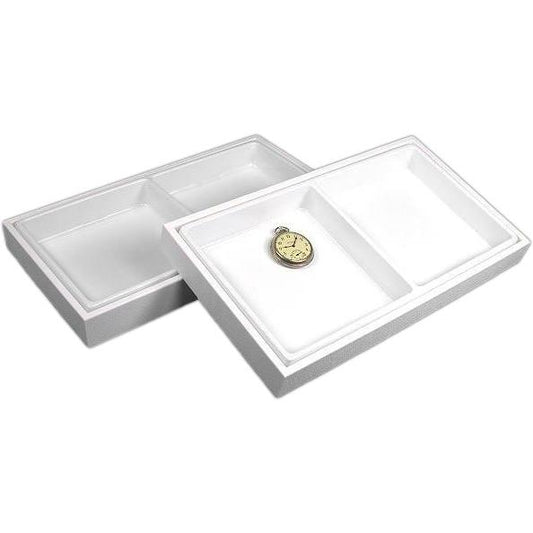 4 Slot Jewelry Display White Showcase Countertop Tray
