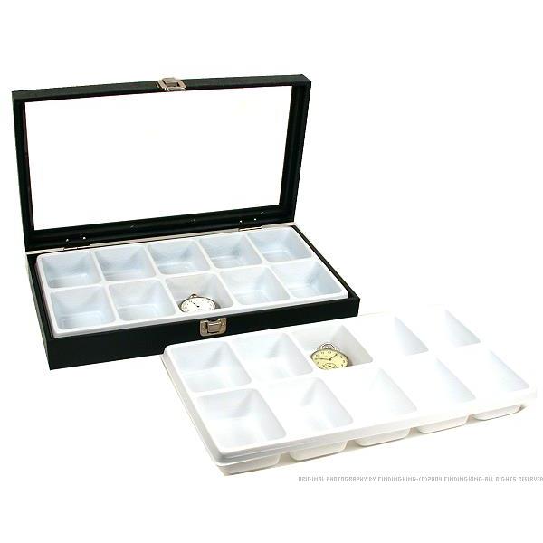20 Pocket Watch Jewelry White Display & Glass Lid Case