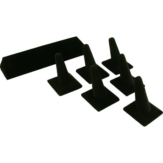 11 Ring Holder Finger Display Stand Black Velvet Units