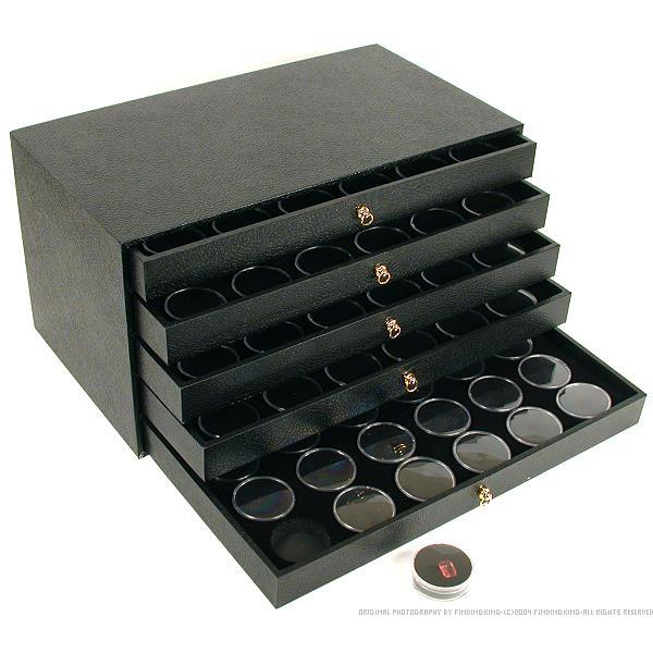 120 Black Gem Jars & Jewelry Storage Case Display