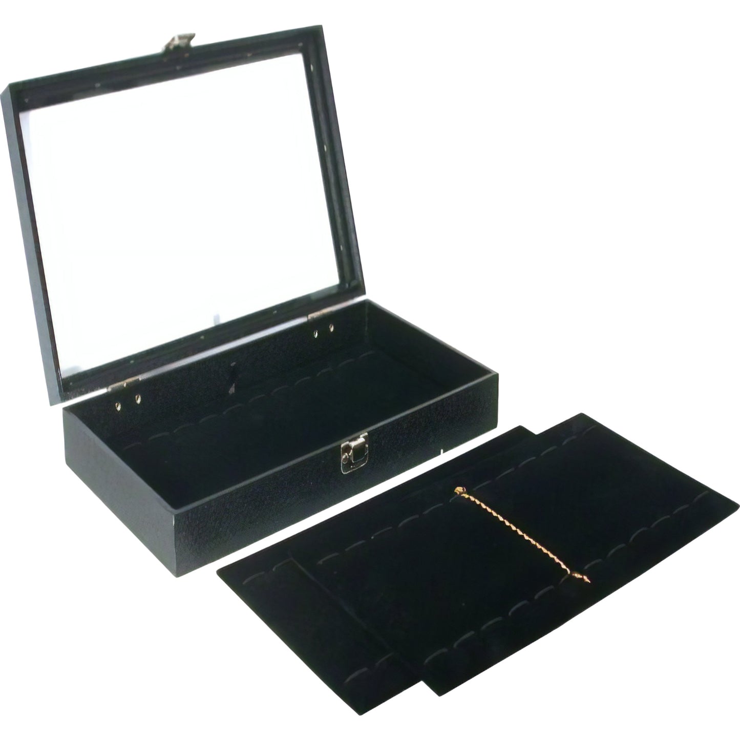 36 Slot Bracelet Watch Display Tray & Glass Lid Case
