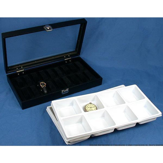 16 Pocket Watch Jewelry Tray Display Glass Top Case