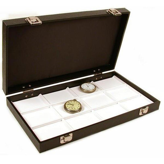 12 Pocket Watch Jewelry Leather Display & Travel Case