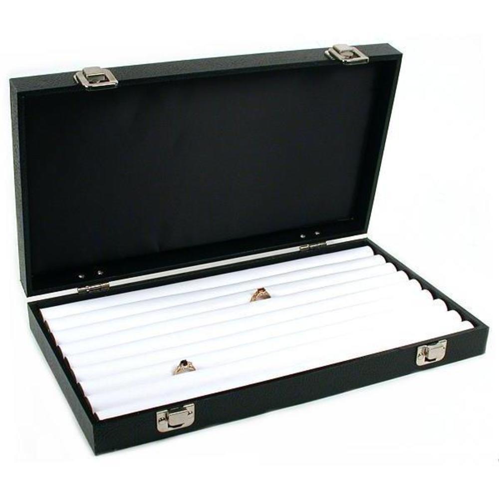 White Leather Ring Display Tray Jewelry Travel Case
