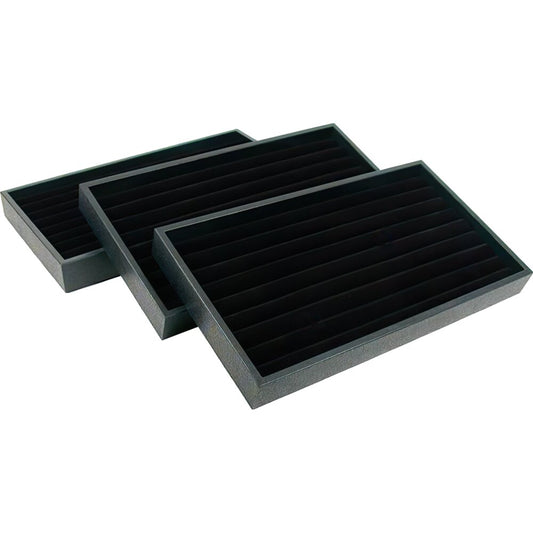 3 Black Velvet Ring Display & 3 Travel Tray