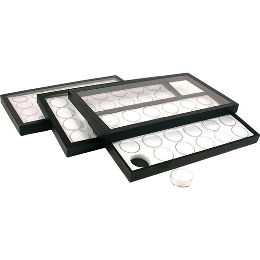 72 Gem Jars White Display Tray Travel Case Acrylic Lid