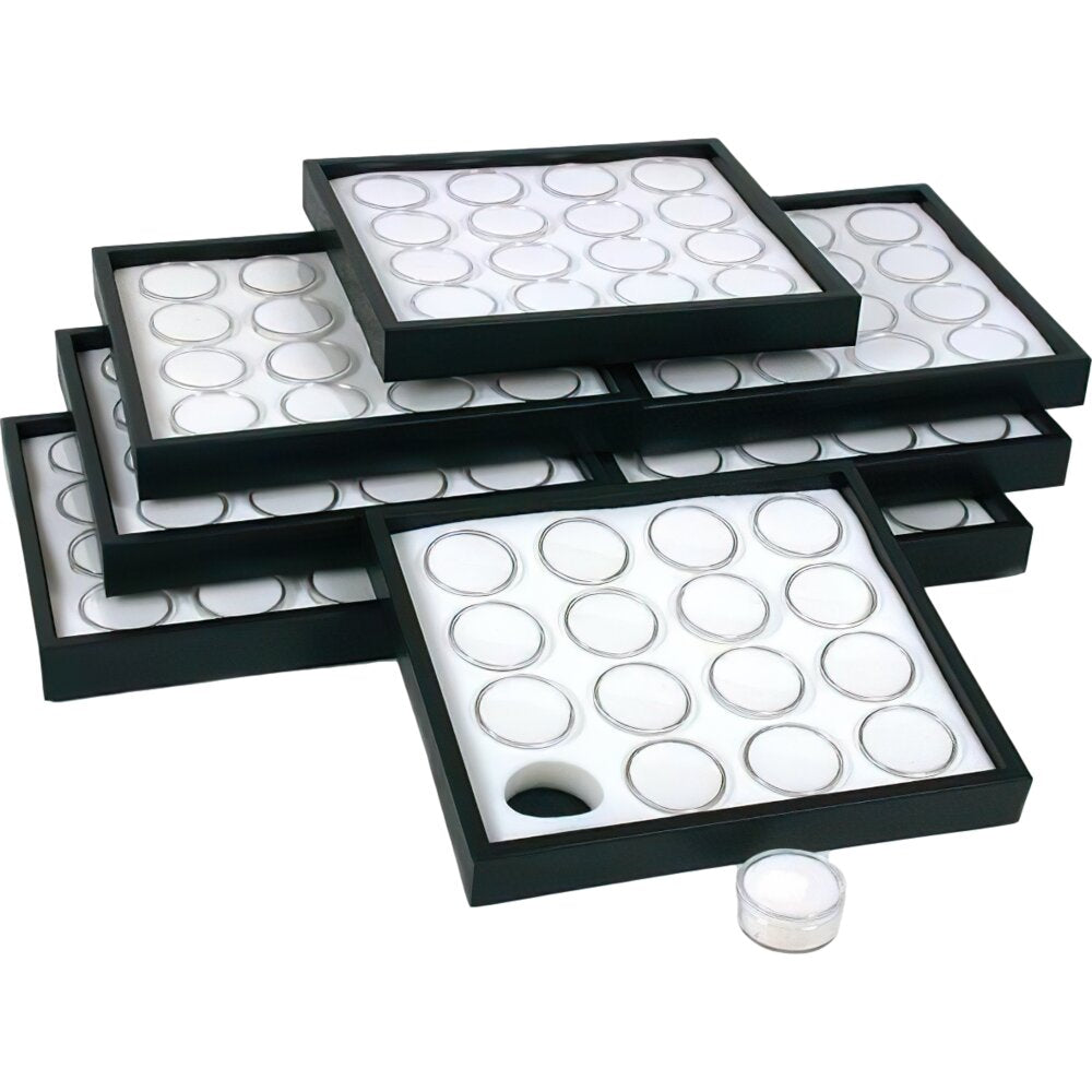 8 16 White Gem Jars Display Inserts & Stackable Tray