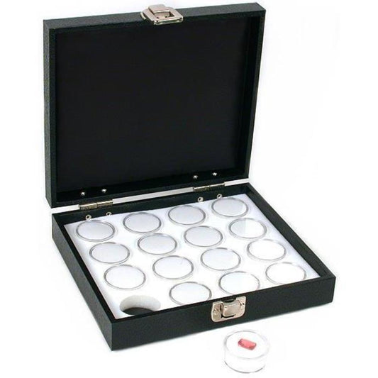 16 Gem Jars Tray Display Gemstone Travel Case