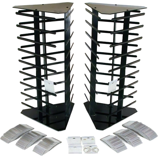200 Gray Hanging Earring Cards Revolving Rotating Jewelry Display Stand