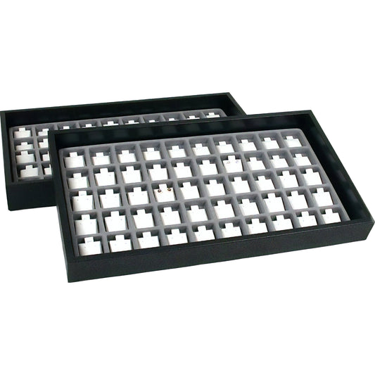 100 White Puff Earring Cards & Display Tray