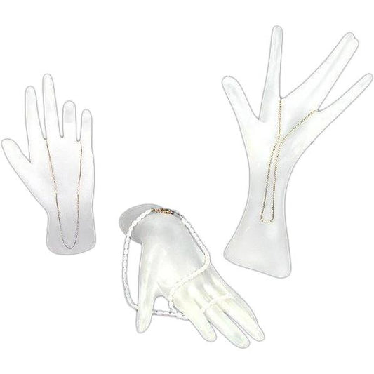 3 Frosted White Hand Display Bracelet Chain Showcase