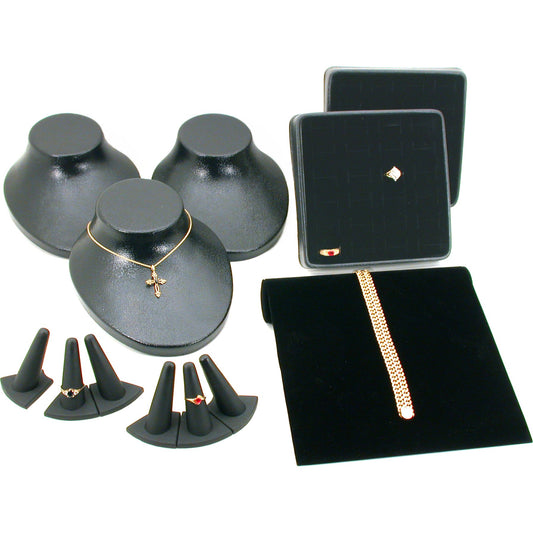 12 Black Bracelet Ring Necklace Bust Showcase Displays