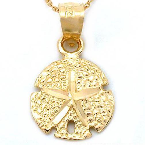 Sand Dollar Charm 14mm & 18" Chain 14k Gold