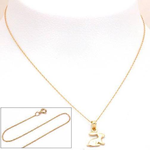 Rabbit Charm 12.5mm & 18" Chain 14k Gold