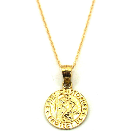 St. Christopher Charm 12mm & 18" Chain 14k Gold