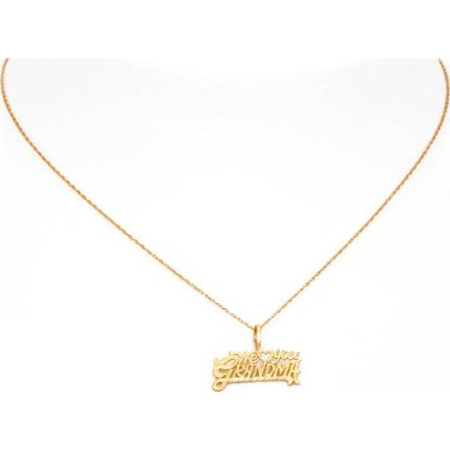 We Love You Grandma Charm 14mm & 18" Chain 14k Gold