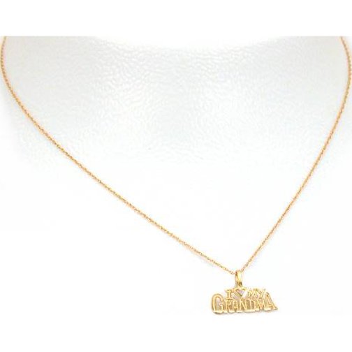 I Love My Grandma Charm 11mm & 18" Chain 14k Gold