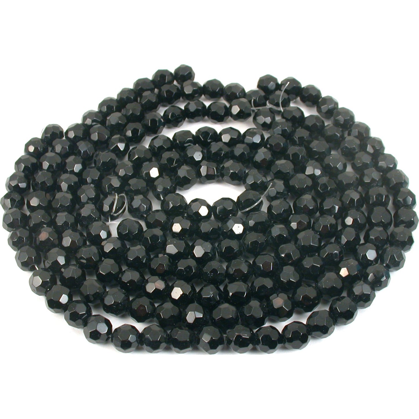 Round Faceted Fire Polished Chinese Crystal Beads Black 10mm 5 12" Strands