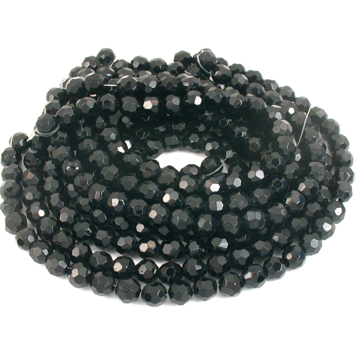 Round Faceted Fire Polished Chinese Crystal Beads Black 10mm 10 12" Strands