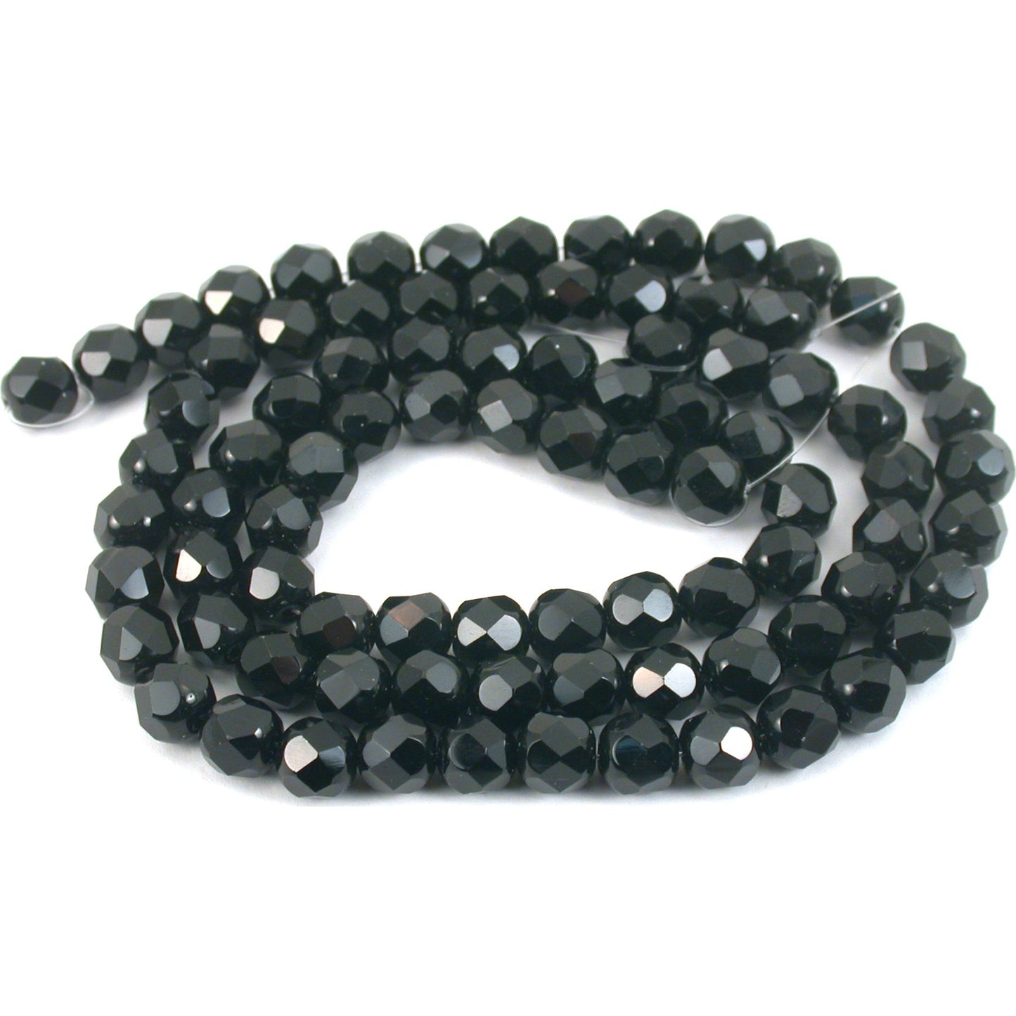 Round Faceted Fire Polished Chinese Crystal Beads Black 8mm 2 Strands