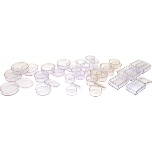 35 Bead Clear Jars Round Rectangle Beading Storage Tool