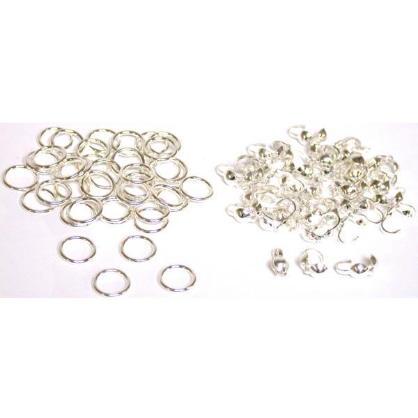 Round Closed Jump Rings & Bead Tips Sterling Silver 80Pcs