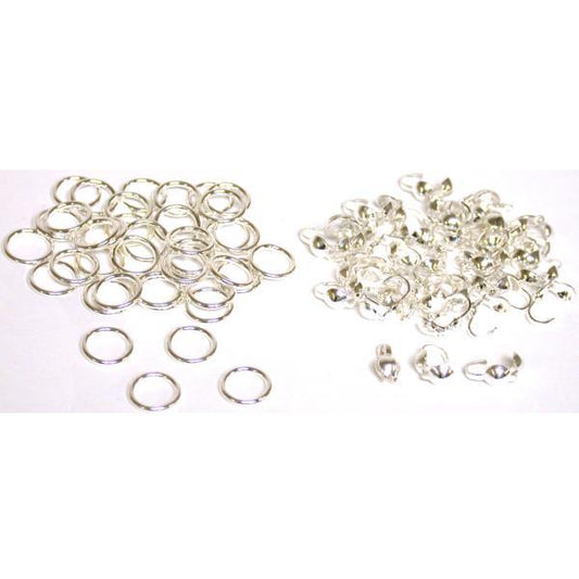 Round Closed Jump Rings & Bead Tips Sterling Silver 80Pcs
