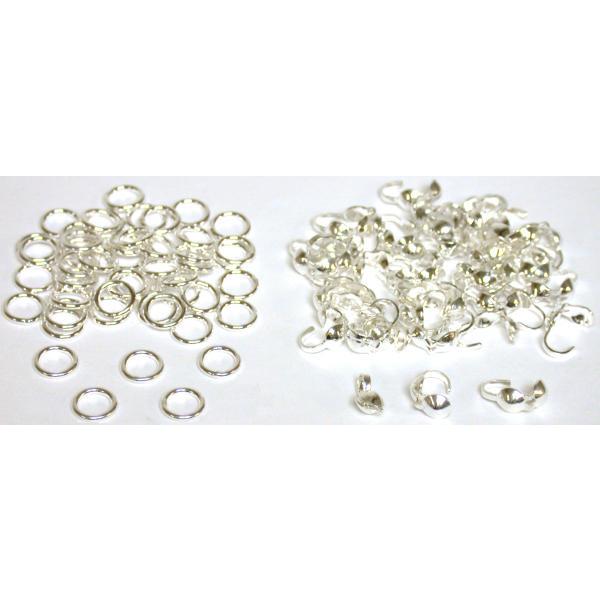 Round Closed Jump Rings & Bead Tips Sterling Silver 100Pcs
