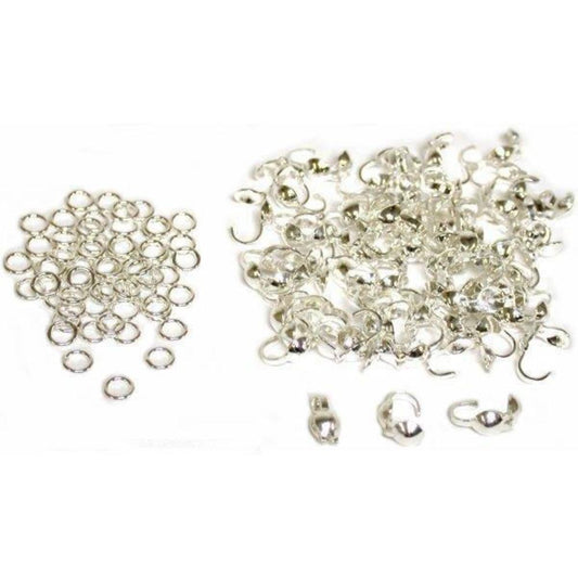 Round Closed Jump Rings & Bead Tips Sterling Silver 120Pcs