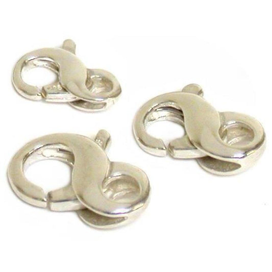 Infinity Lobster Clasps Sterling Silver 3Pcs