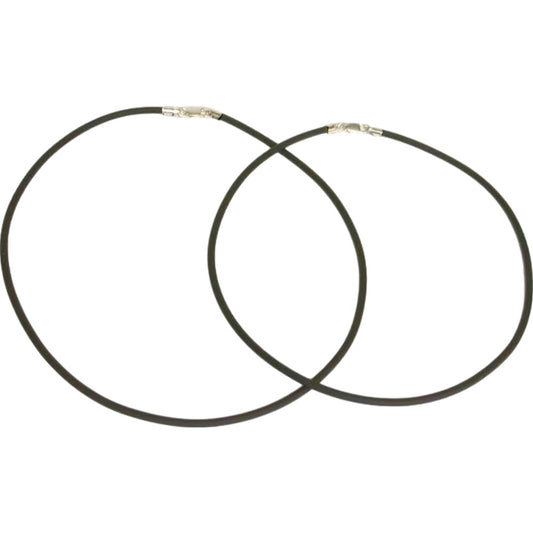 Rubber Cord Necklaces Black 16" & 18" 2Pcs