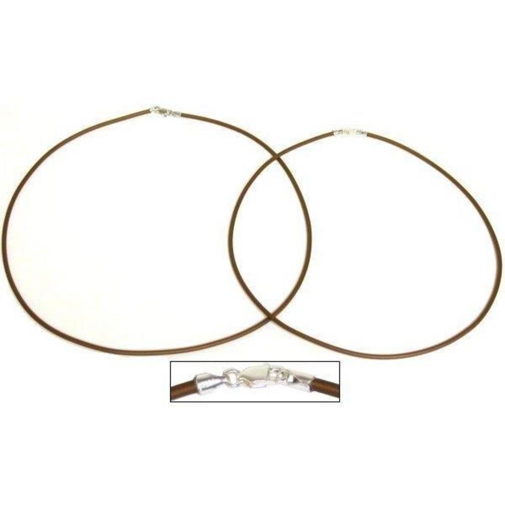 Rubber Cord Necklaces Brown 16" 2Pcs