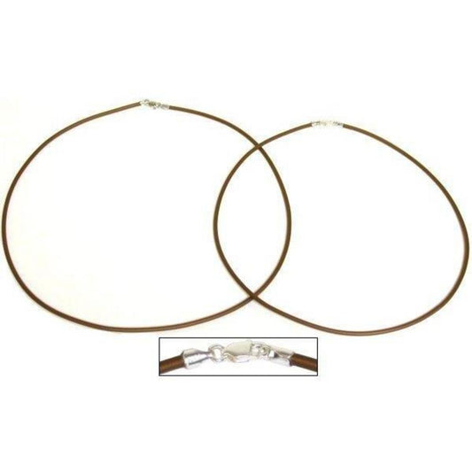 Rubber Cord Necklaces Brown 16" 2Pcs