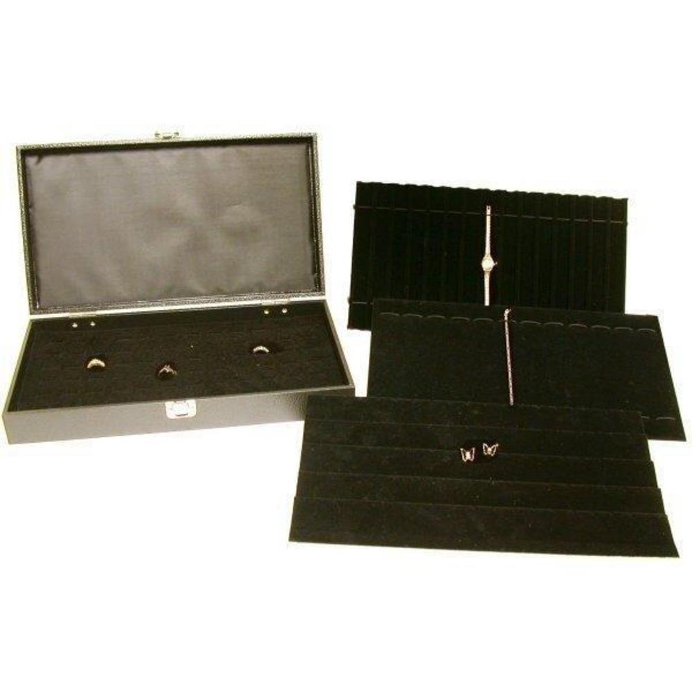 Travel Case & Jewelry Display Inserts Black 14 1/8" 5Pcs
