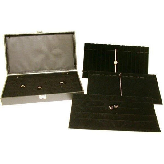 Travel Case & Jewelry Display Inserts Black 14 1/8" 5Pcs