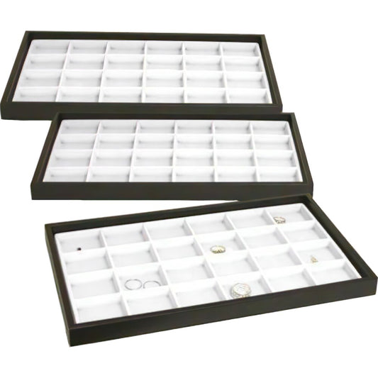 3 Jewelry Display Trays White 24 Slot Charm & Coin Case