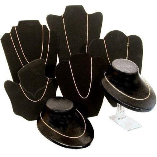 7 Black Chain Necklace Bust & Easel Displays