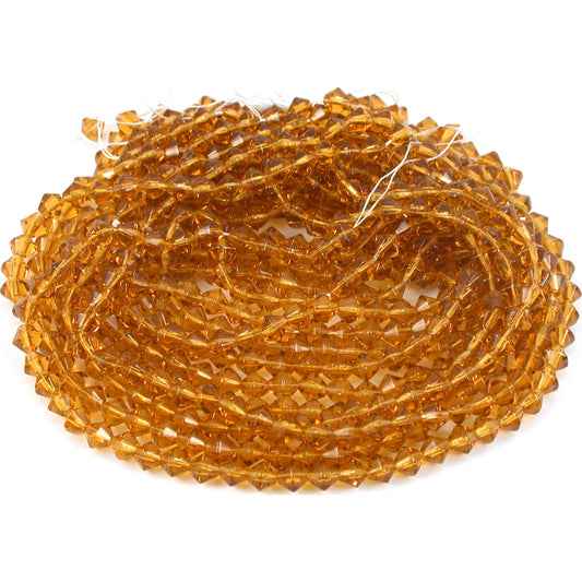 Bicone Faceted Fire Polished Chinese Crystal Beads Topaz 6mm 20 Strands