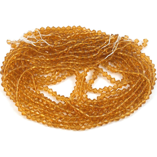 Bicone Faceted Fire Polished Chinese Crystal Beads Topaz 4mm 15 13" Strands