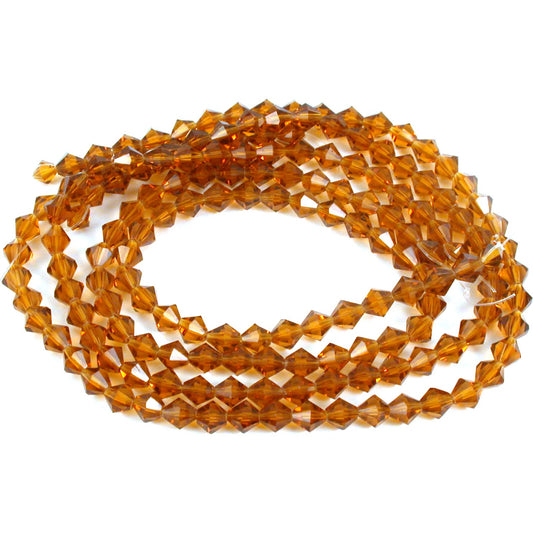 Bicone Faceted Fire Polished Chinese Crystal Beads Topaz 6mm 4 Strands