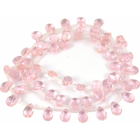 Pink Faceted Teardrop FP Chinese Crystal Beads 9mm 5 St