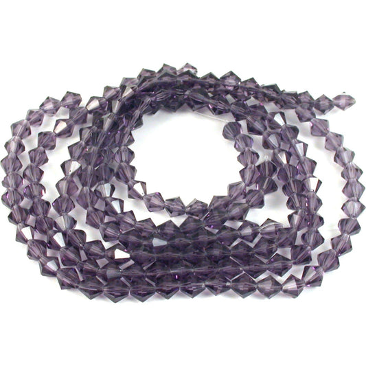 Bicone Faceted Fire Polished Chinese Crystal Beads Amethyst 6mm 5 Strands