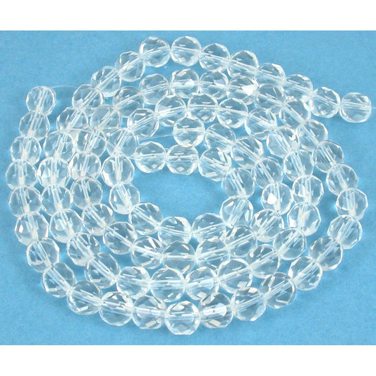 Round Faceted Fire Polished Chinese Crystal Beads Clear 8mm 2 Strands