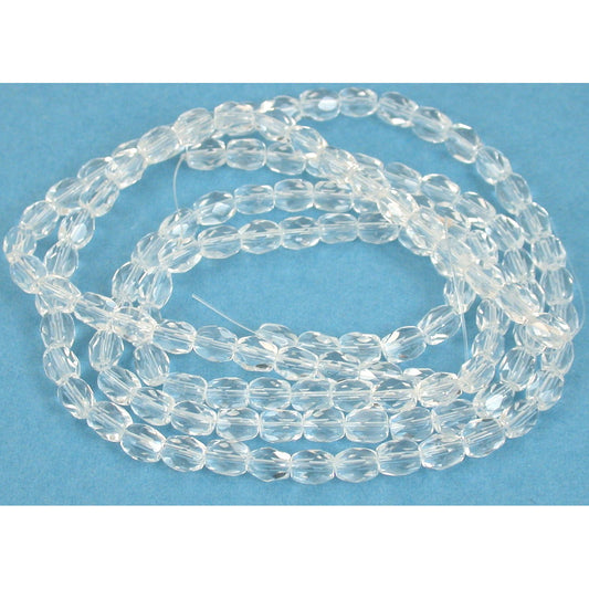 Rice Faceted Fire Polished Chinese Crystal Beads Clear 5mm 2 Strands